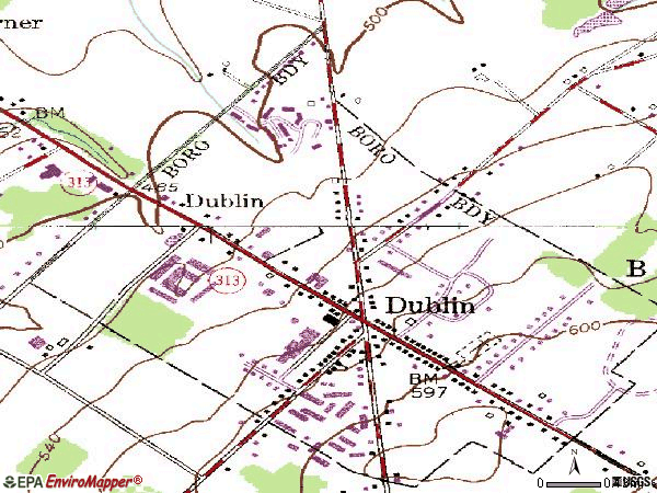 Zip code 18917 topographic map