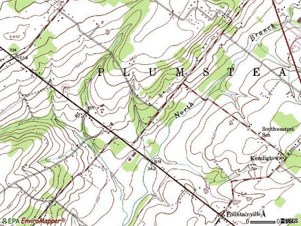Zip code 18923 topographic map