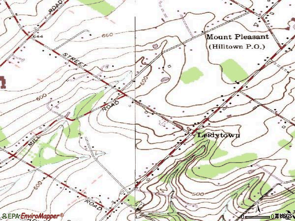 Zip code 18927 topographic map