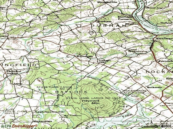 Zip code 18930 topographic map