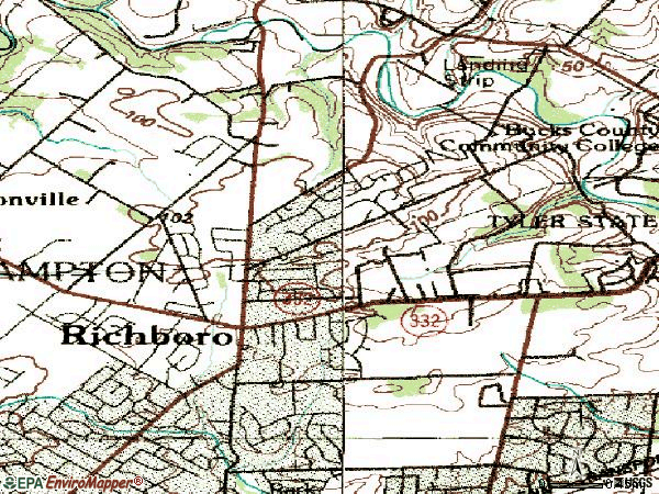 Zip code 18954 topographic map