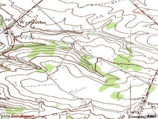 Zip code 18980 topographic map