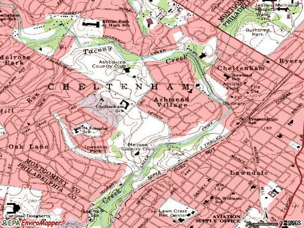 Zip code 19012 topographic map