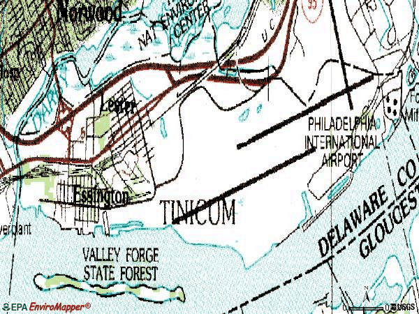 Zip code 19029 topographic map