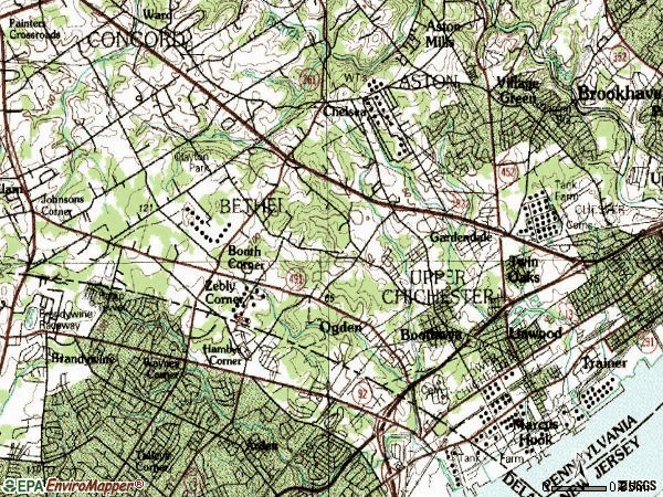 Zip code 19063 topographic map
