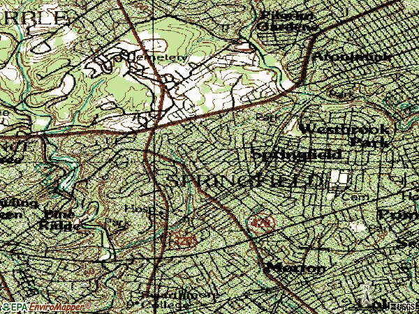 Zip code 19064 topographic map