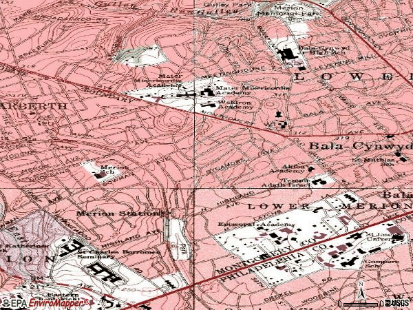 Zip code 19066 topographic map