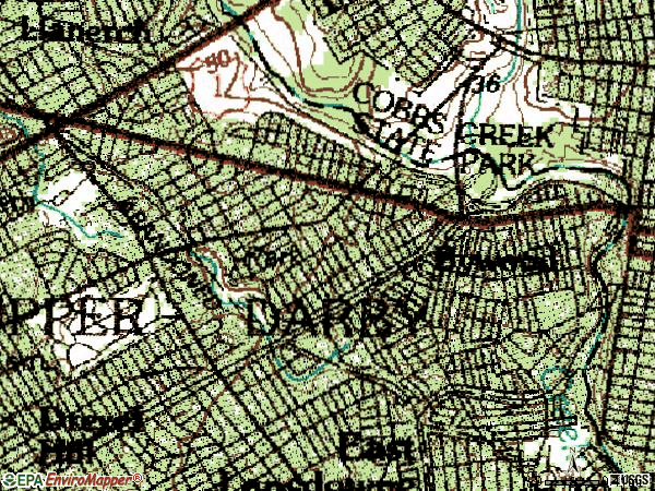 Zip code 19083 topographic map