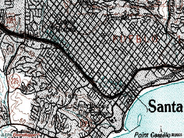 Zip code 93101 topographic map