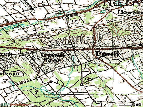 Zip code 19301 topographic map