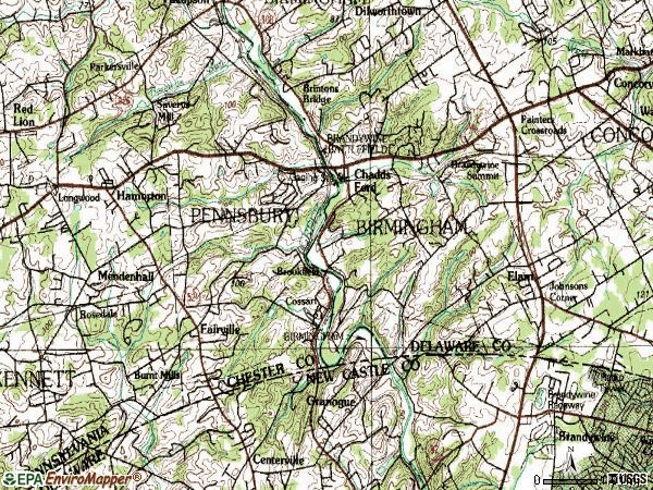 Zip code 19317 topographic map