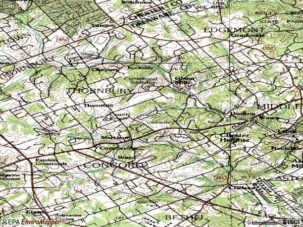 Zip code 19342 topographic map