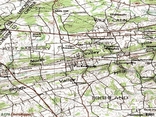 Zip code 19365 topographic map
