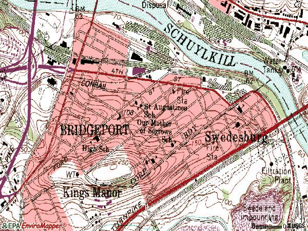 Zip code 19405 topographic map