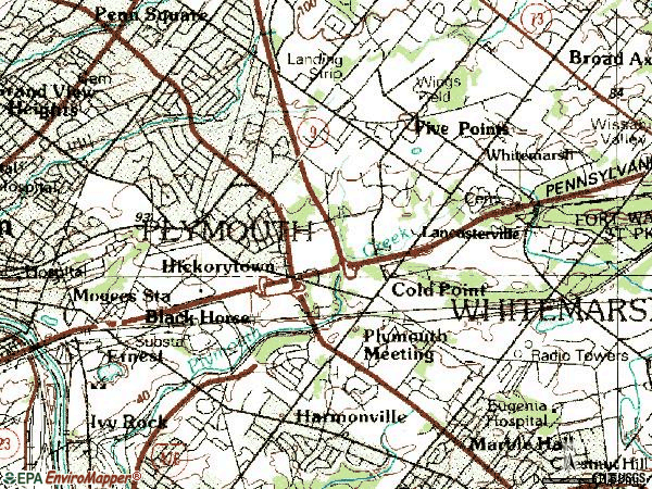 Zip code 19462 topographic map