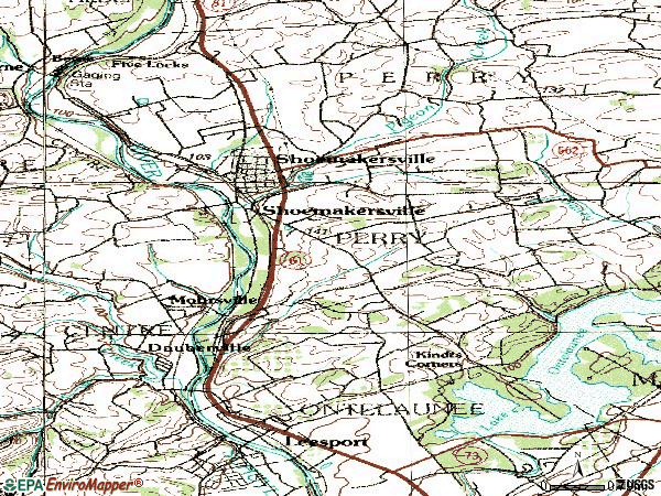 Zip code 19555 topographic map