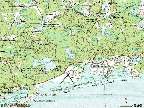 Zip code 02813 topographic map