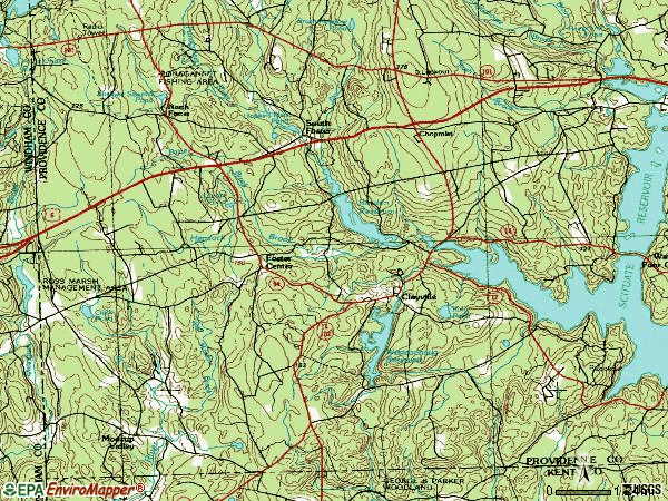 Zip code 02825 topographic map