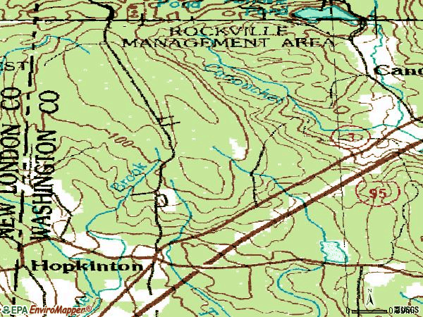 Zip code 02833 topographic map
