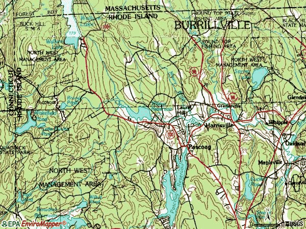 Zip code 02859 topographic map