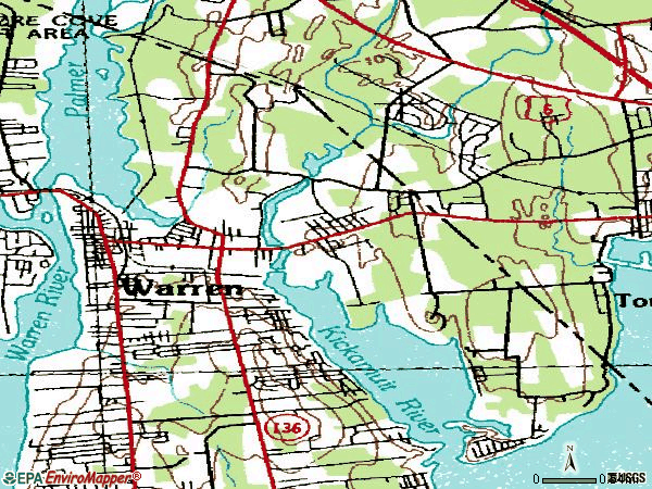 Zip code 02885 topographic map