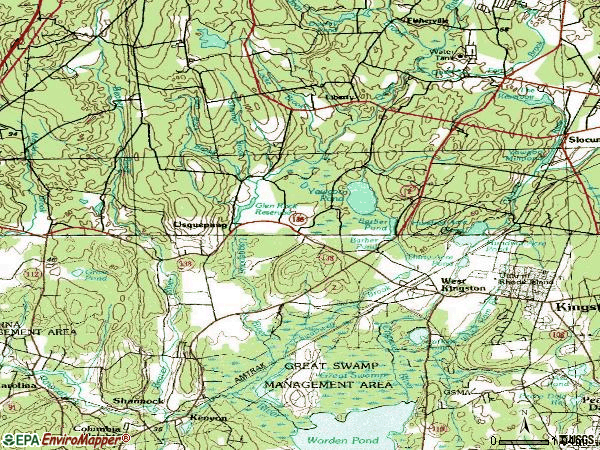 Zip code 02892 topographic map