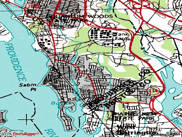 Zip code 02915 topographic map