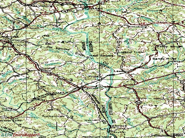 Zip code 29031 topographic map