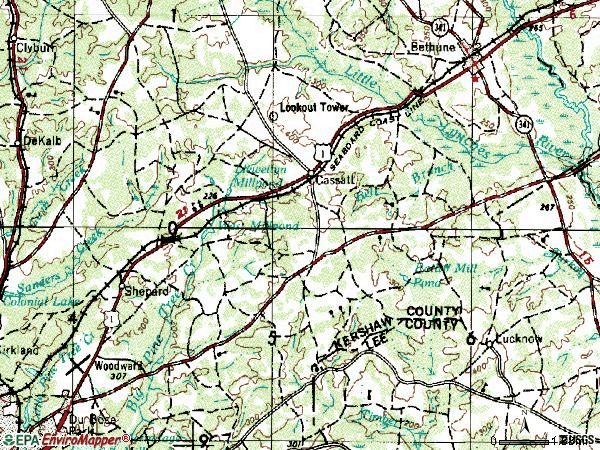 Zip code 29032 topographic map