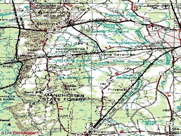 Zip code 29154 topographic map