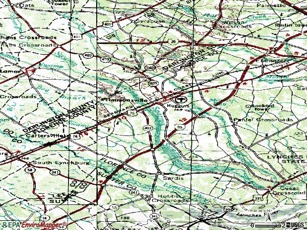 Zip code 29161 topographic map
