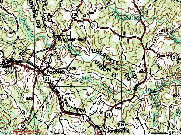 Zip code 29372 topographic map