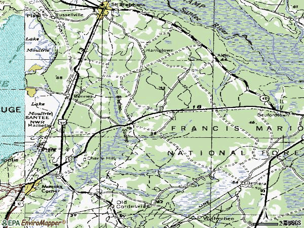 Zip code 29431 topographic map