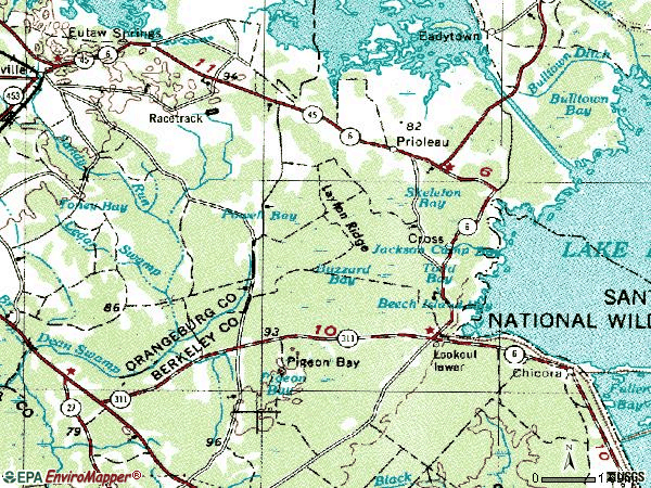 Zip code 29436 topographic map