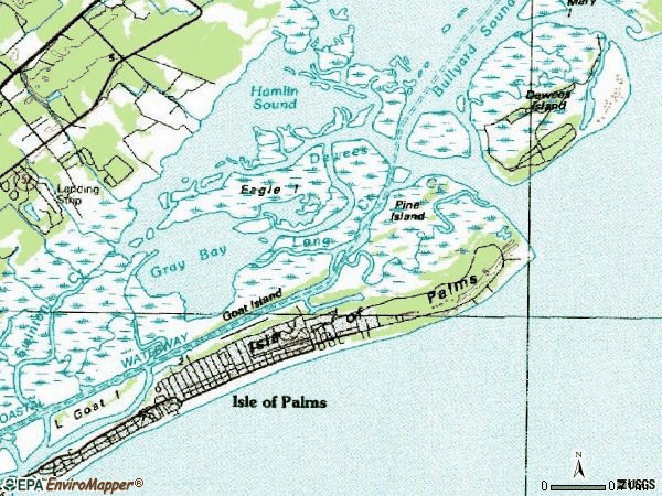 Zip code 29451 topographic map