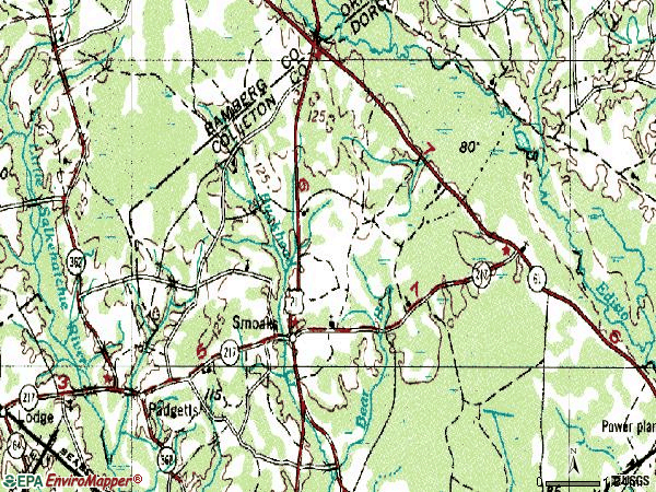 Zip code 29481 topographic map