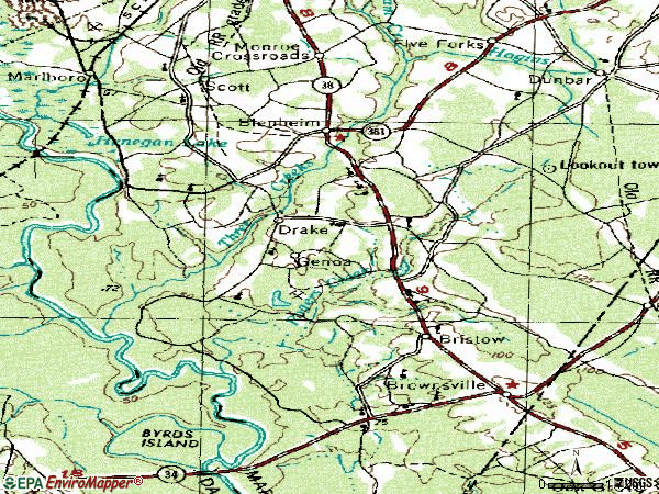 Zip code 29516 topographic map