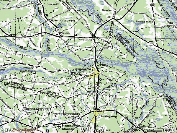 Zip code 29555 topographic map