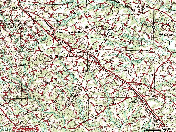 Zip code 29644 topographic map