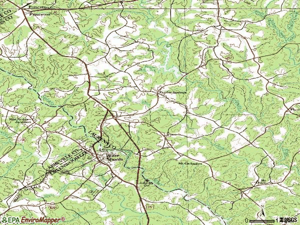 Zip code 29692 topographic map