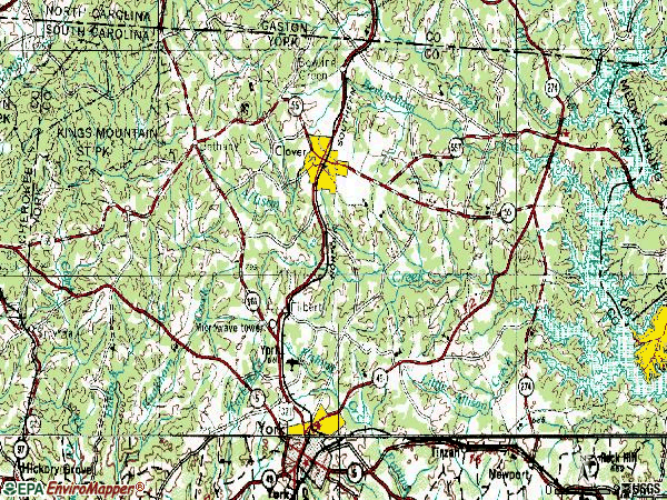 Zip code 29710 topographic map