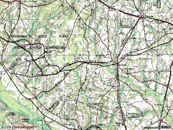 Zip code 29812 topographic map