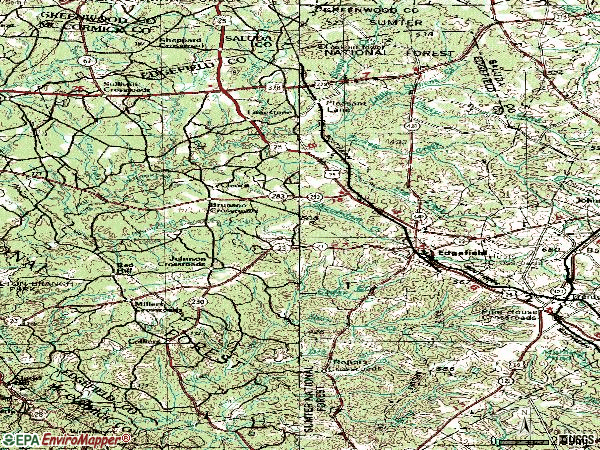 Zip code 29824 topographic map