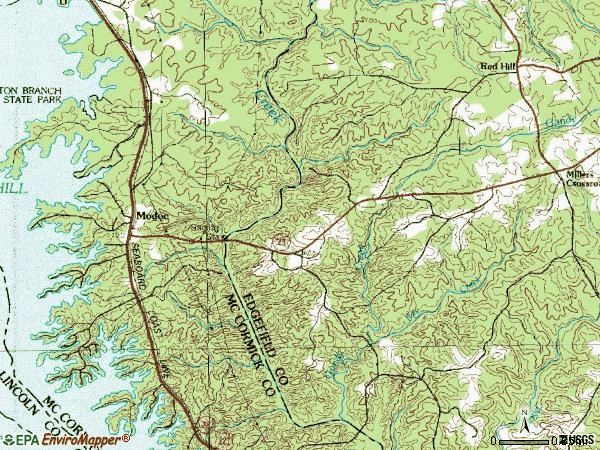 Zip code 29838 topographic map