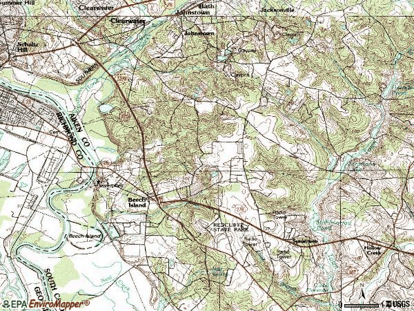 Zip code 29842 topographic map