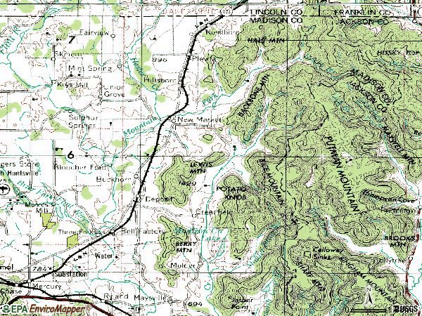 Zip code 35761 topographic map