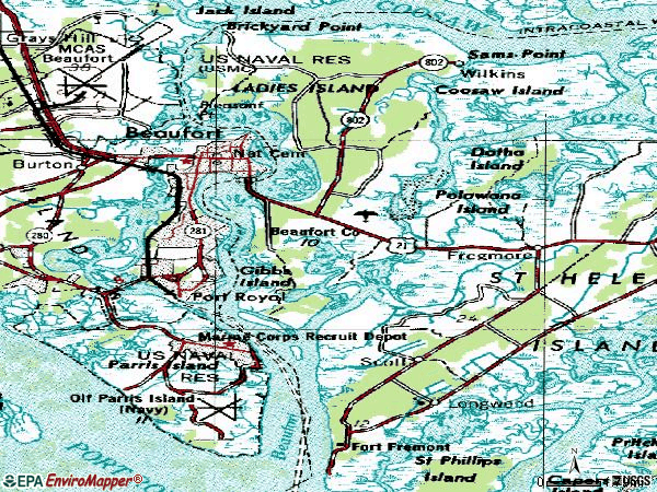 Zip code 29902 topographic map