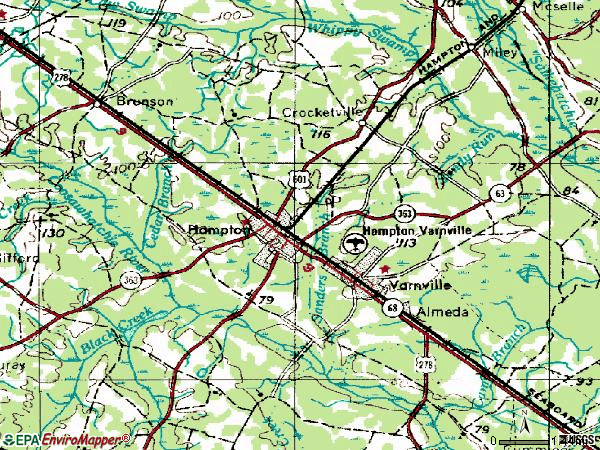 Zip code 29924 topographic map