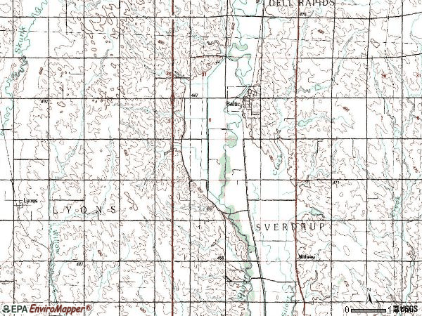 Zip code 57003 topographic map