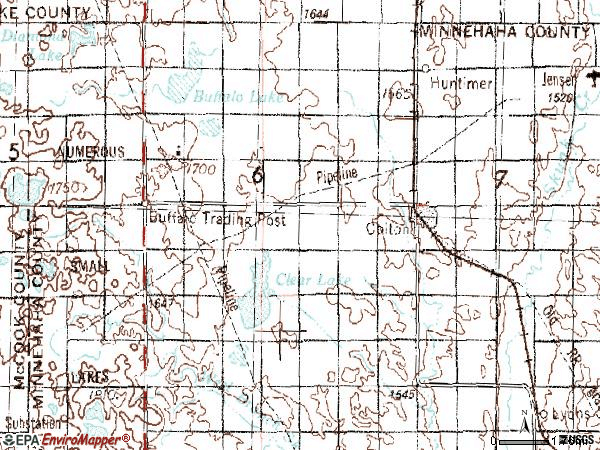Zip code 57018 topographic map